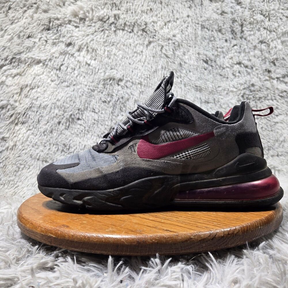 Nike Men Air Max 270 React Alabama Houndstooth Mens Size 12 Gray Noble Red Shoes - Picture 11 of 12